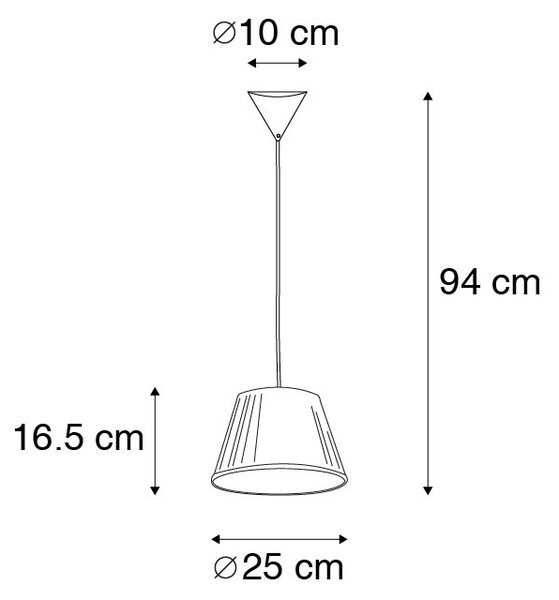 Retro függőlámpa krém 25 cm - Plisse