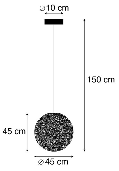 Függőlámpa fekete 45 cm - Corda