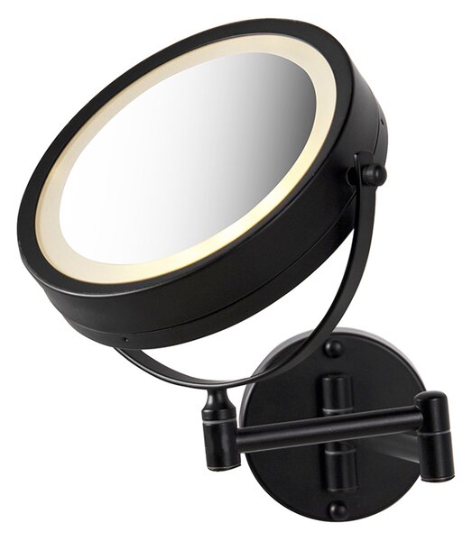 Design fürdőszobai tükör fekete, beépített LED-del, állítható, IP44 - Vicino