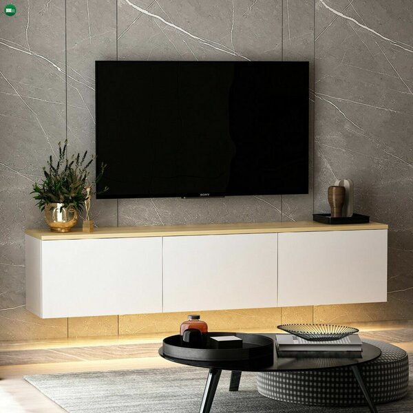 Hanah Home TV Stand White Oak Neon - White v2