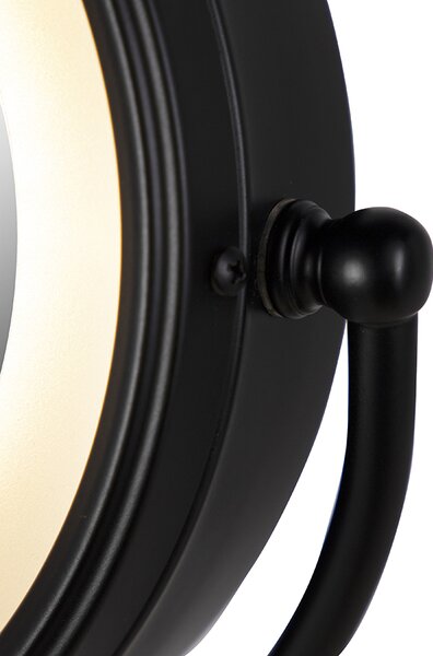 Design fali tükör fekete, beépített LED-del, állítható, IP44, húzózsinórral - Vicino