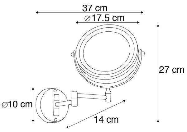 Design fali tükör króm LED-del, meleg fényre állítható, IP44 - Vicino