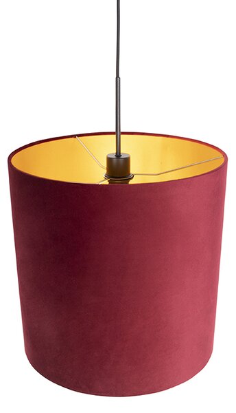 Függőlámpa piros bársony árnyékolóval, aranyozott 40 cm - Combi