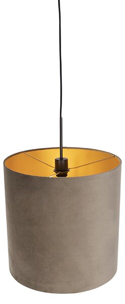 Lógólámpa taupe bársony árnyékolóval, aranyozott, 40 cm - Combi