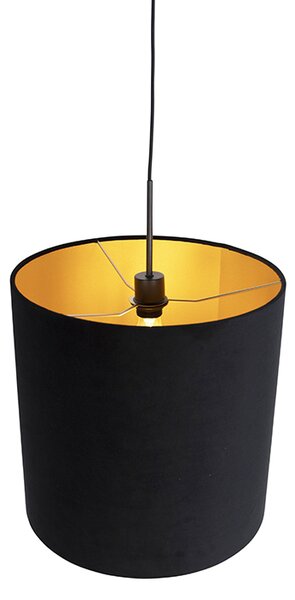 Függőlámpa fekete bársony árnyékolóval aranyozással 40 cm - Combi