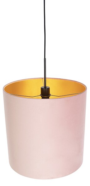Függőlámpa rózsaszín bársony árnyékolóval aranyozott 40 cm - Combi