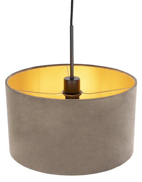 Lógólámpa taupe bársony árnyékolóval, aranyozott, 35 cm - Combi