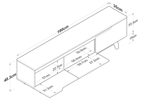 Hanah Home TV Stand White Walnut D1 - 2472