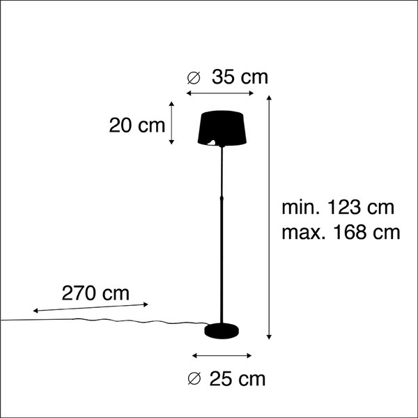 Állólámpa fekete fekete árnyékolóval 35 cm állítható - Parte