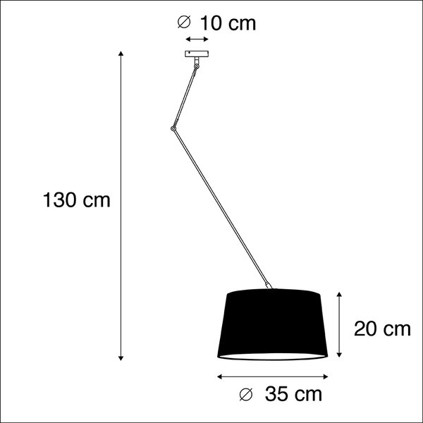 Függőlámpa fekete, fehér vászonbúrával 35 cm - Blitz