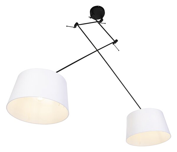 Függőlámpa fekete fehér vászon árnyékolókkal 35 cm 2-lámpás - Blitz
