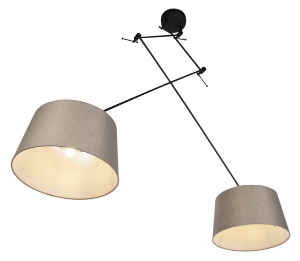 Függőlámpa fekete lenvászon árnyékolóval, taupe színben, 35 cm, 2 lámpás - Blitz