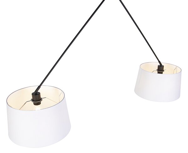 Függőlámpa fekete fehér vászon árnyékolókkal 35 cm 2-lámpás - Blitz