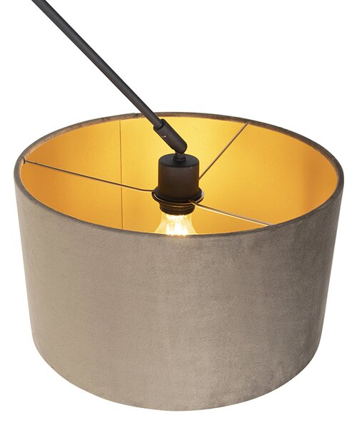 Függőlámpa fekete taupe bársony árnyékolóval, aranyozott, 35 cm - Blitz
