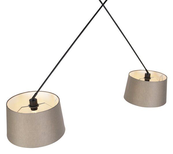 Függőlámpa fekete lenvászon árnyékolóval, taupe színben, 35 cm, 2 lámpás - Blitz