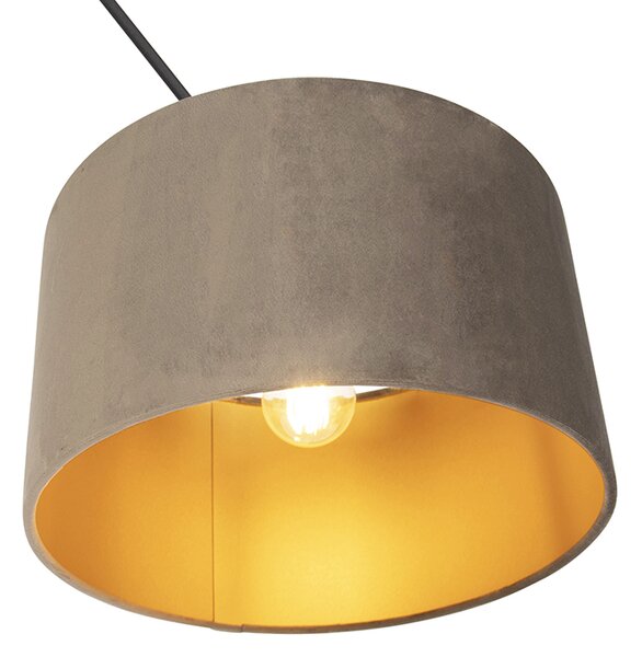 Függőlámpa fekete taupe bársony árnyékolóval, aranyozott, 35 cm - Blitz