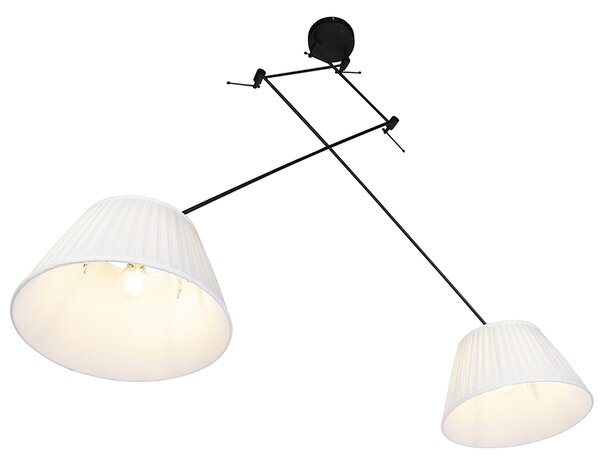 Függőlámpa fekete, redőzött árnyékolókkal krémszínű, 35 cm, 2 lámpás - Blitz