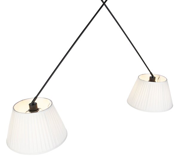 Függőlámpa fekete, redőzött árnyékolókkal krémszínű, 35 cm, 2 lámpás - Blitz