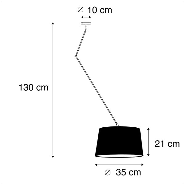 Acél lógólámpa krémszínű redős árnyékolóval 35 cm - Blitz