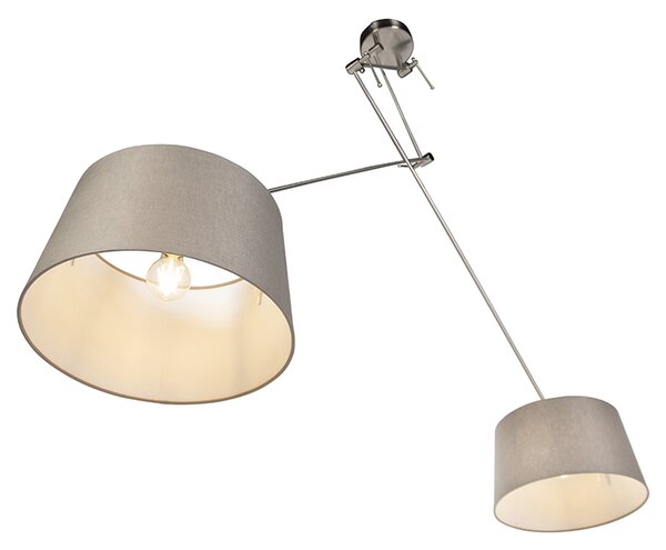 Acél lógólámpa taupe vászonbúrákkal 35 cm 2-lámpás - Blitz