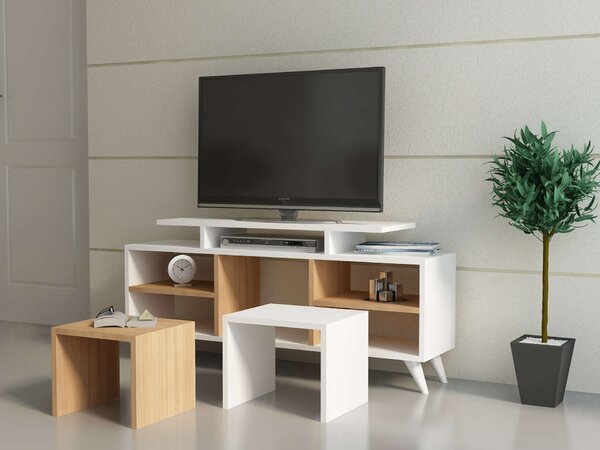 Hanah Home TV Unit White Teak Kutay - White, Teak