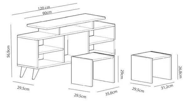 Hanah Home TV Unit White Teak Kutay - White, Teak