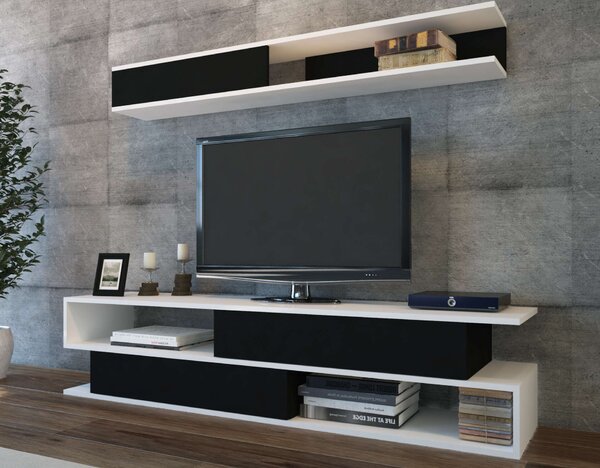 Hanah Home TV Unit White Black Sims - Black, White
