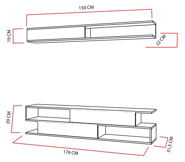 Hanah Home TV Unit White Black Sims - Black, White