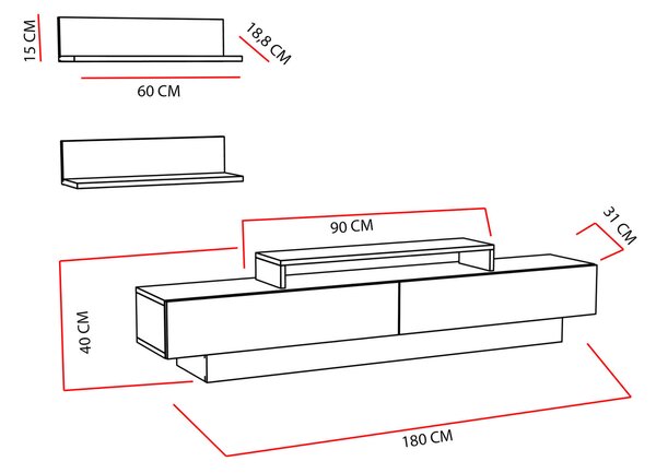 Hanah Home TV Unit White Cordoba Lusi - Cordoba, White