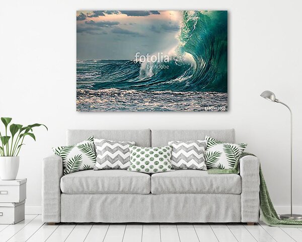 Huge ocean wave during storm. Sea water background in rough cond (vászonkép)