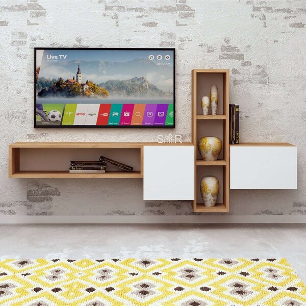 Hanah Home TV Unit Oak White Kumkuat