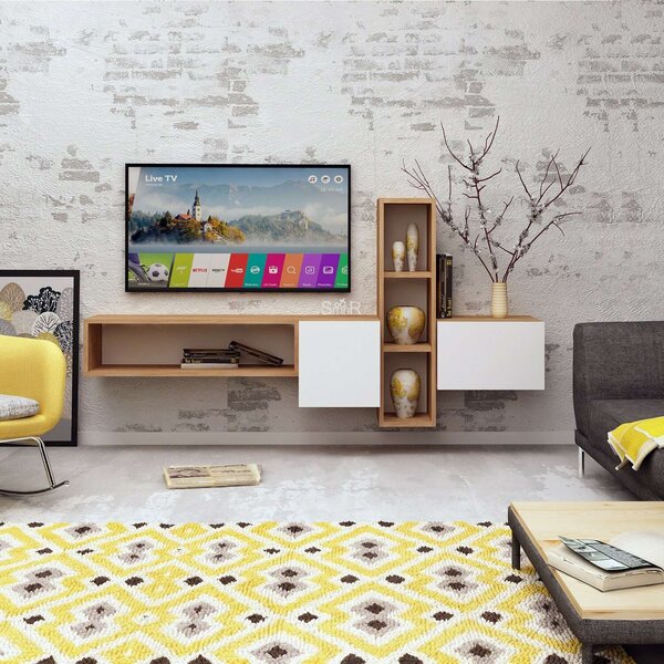 Hanah Home TV Unit Oak White Kumkuat