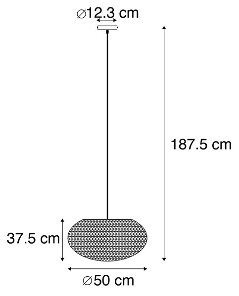 Rusztikus lógólámpa fehér 50 cm - Corda Flat