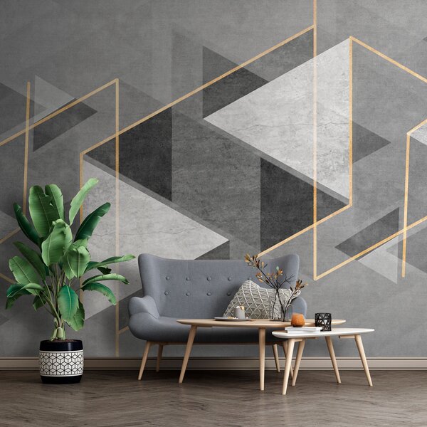 Fotótapéta Szürke és fehér geometrikus design, Geometriai 3D fotótapéta, Népszerű fotótapéta, u74080 - Tapeko.hu