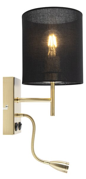 Art Deco fali lámpa fekete fekete pamut búrával - Stacca