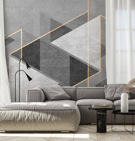 Fotótapéta Szürke és fehér geometrikus design, Geometriai 3D fotótapéta, Népszerű fotótapéta, u74080 - Tapeko.hu
