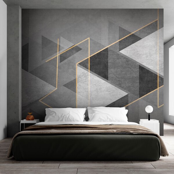 Fotótapéta Szürke és fehér geometrikus design, Geometriai 3D fotótapéta, Népszerű fotótapéta, u74080 - Tapeko.hu