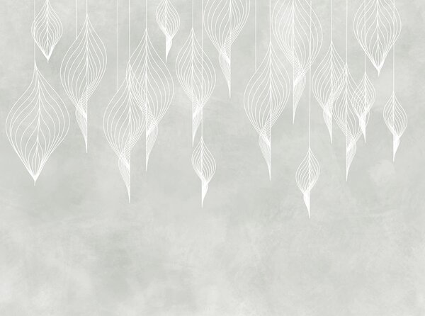 Fotótapéta Fehér vonal művészet levelek, Designer fali fotótapéta, Népszerű fotótapéta, u74219 - Tapeko.hu