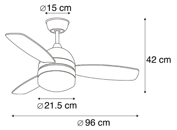 Mennyezeti ventilátor fekete fa mintával 96 cm távirányítóval - Rotar