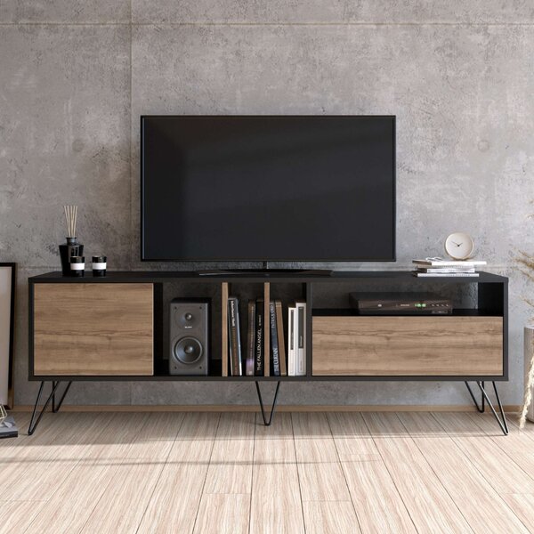 Hanah Home TV Stand Walnut Black Mistico (180) - Walnut, Black