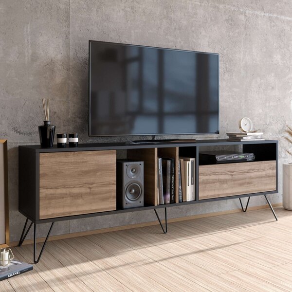 Hanah Home TV Stand Walnut Black Mistico (180) - Walnut, Black