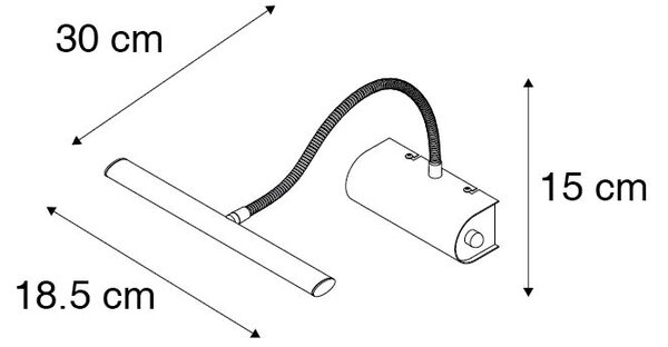 Design fali lámpa fekete 18,5 cm, beépített LED-del és dimmerrel - Tableau
