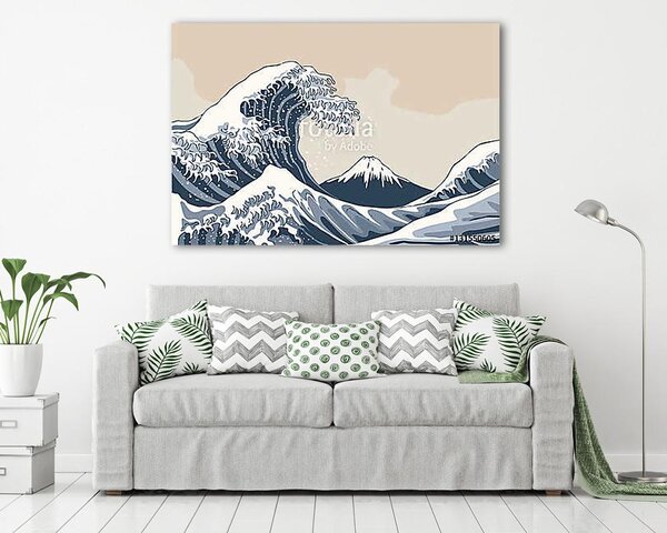 Ocean waves, Japanese style illustration (vászonkép)