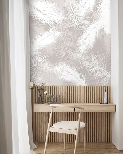 Fotótapéta Finom fehér tollas mintás design, Modern fotótapéta, Modern fotótapéta, u74474 - Muralas.hu