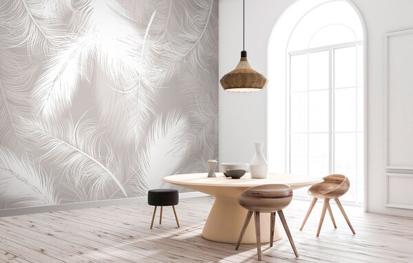 Fotótapéta Finom fehér tollas mintás design, Modern fotótapéta, Modern fotótapéta, u74474 - Muralas.hu