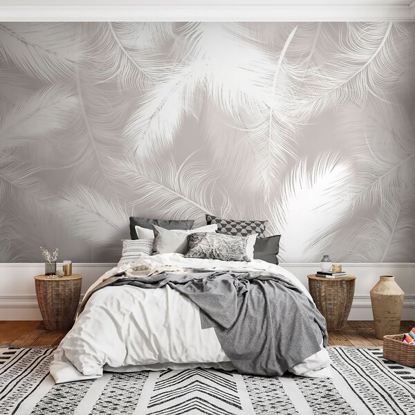 Fotótapéta Finom fehér tollas mintás design, Modern fotótapéta, Modern fotótapéta, u74474 - Muralas.hu