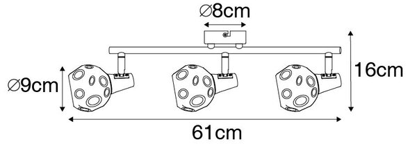 Mennyezeti lámpa arany 56 cm füstüveggel 3-lámpás - Vidro