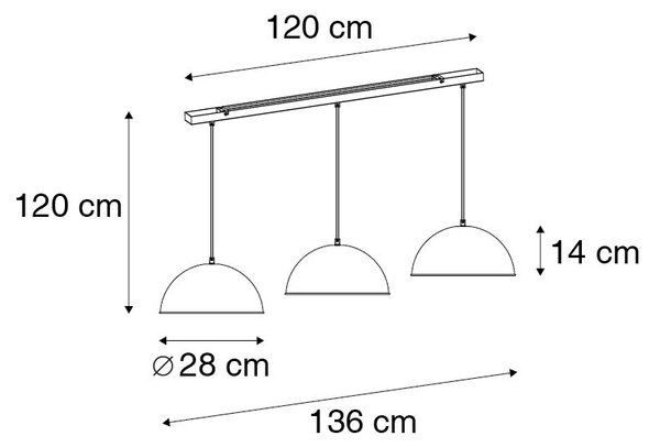 Ipari függőlámpa fekete arannyal 3-lámpás - Magnax