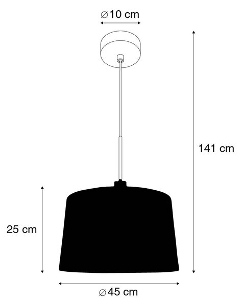 Modern függőlámpa fekete árnyékolóval 45 cm fehér - Combi 1