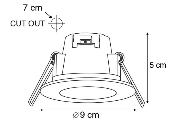 3 db beépített spotlámpa készlet fehér LED-del 3000K 4W IP65 - Blanca